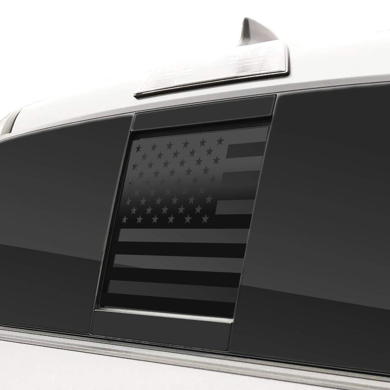 Bogar Tech Designs Rear Middle Window American Flag Vinyl Decal Compatible with Tacoma 2016-2023, Matte Black - Image 1